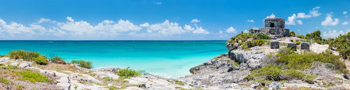 Maya Ruinen am Strand von Tulum in Mexiko (BlueOrange Studio / stock.adobe.com)  lizenziertes Stockfoto 
Informations sur les licences disponibles sous 'Preuve des sources d'images'